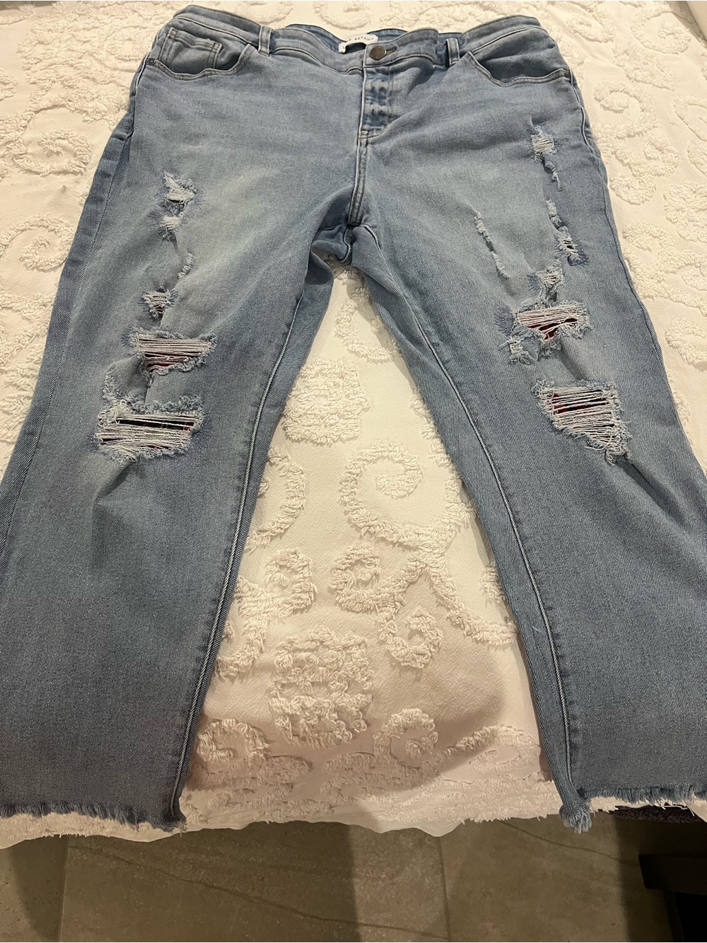 Lane Bryant Light Blue Distressed Straight Leg Jeans